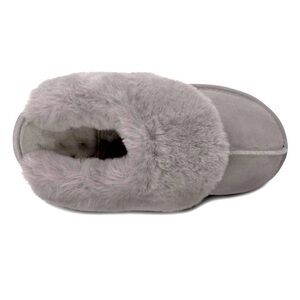 ANN TAYLOR SUEDE MULE WITH FUR CUFF - GRAY 9/10 (BRAND NEW)